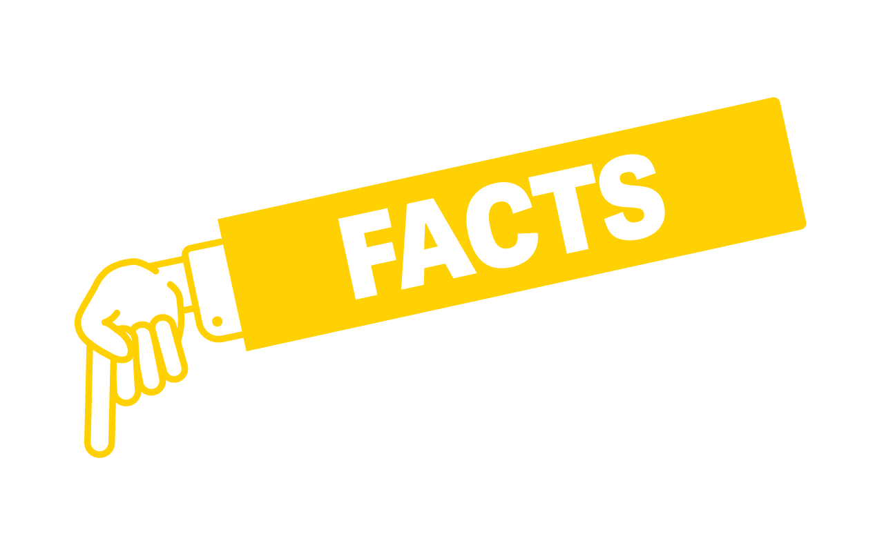 Illustration of a hand pointing at a yellow rectangular box with the word "FACTS" written in black.