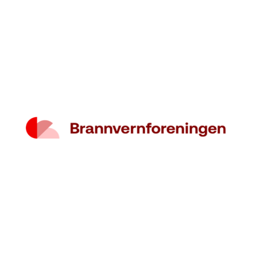 Logo for Brannverforeningen med en ikon av tre overlappende halvmåner i rødt og rosa.