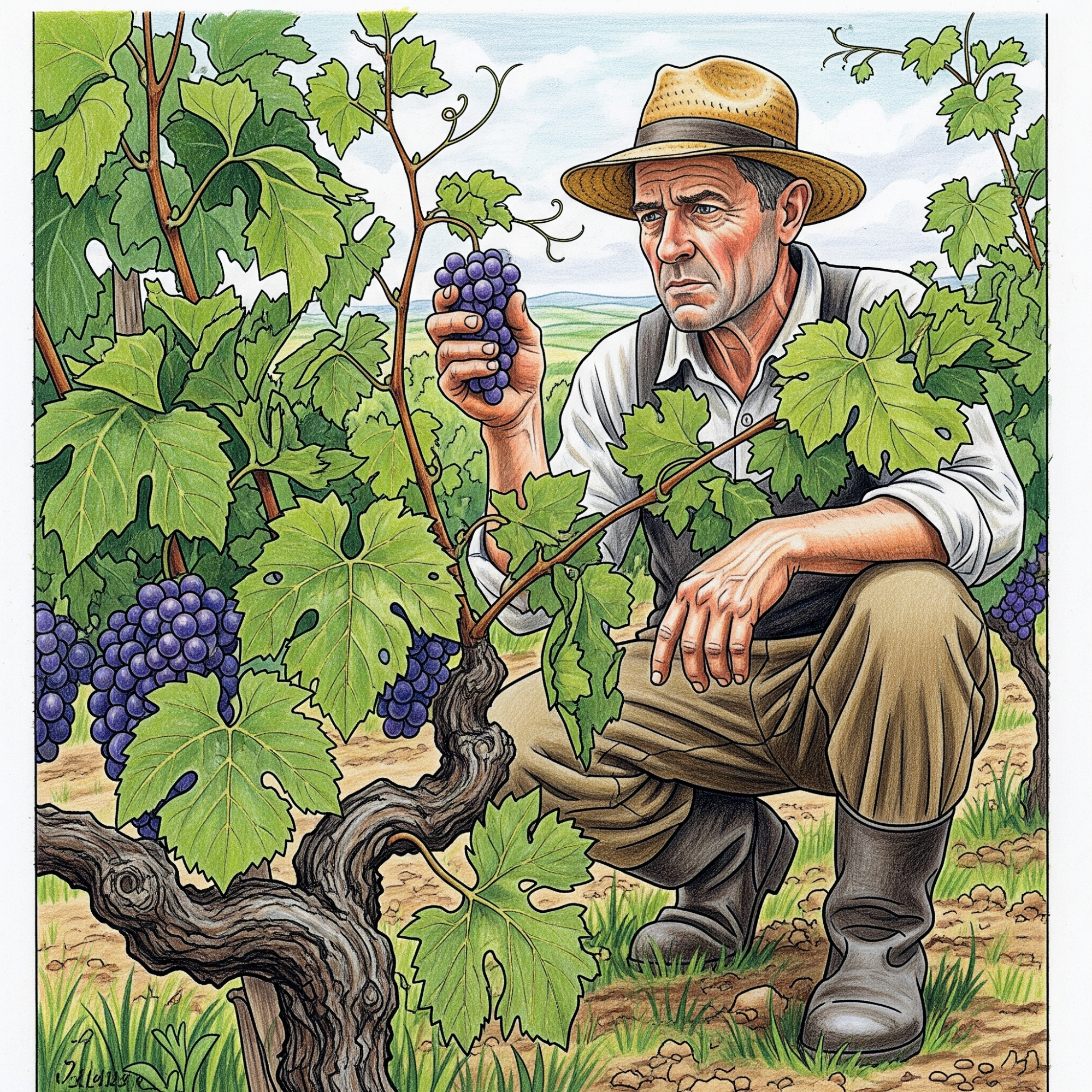 Grandpa sketch in the garden