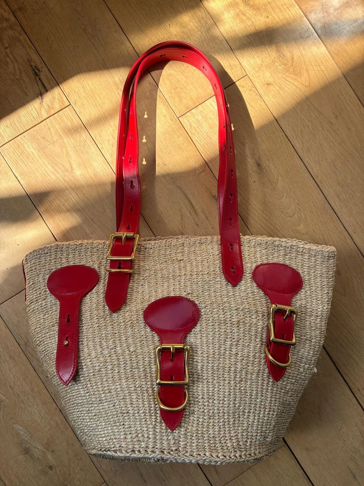 CLAREY BASKET — Natural/Red