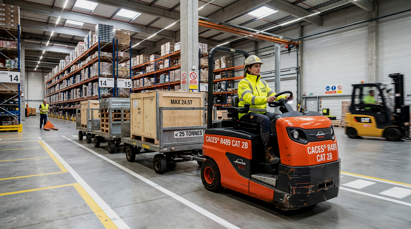 CACES® R489 Catégorie 2B Chariot tracteur industriel traction (moins de 25 tonnes)