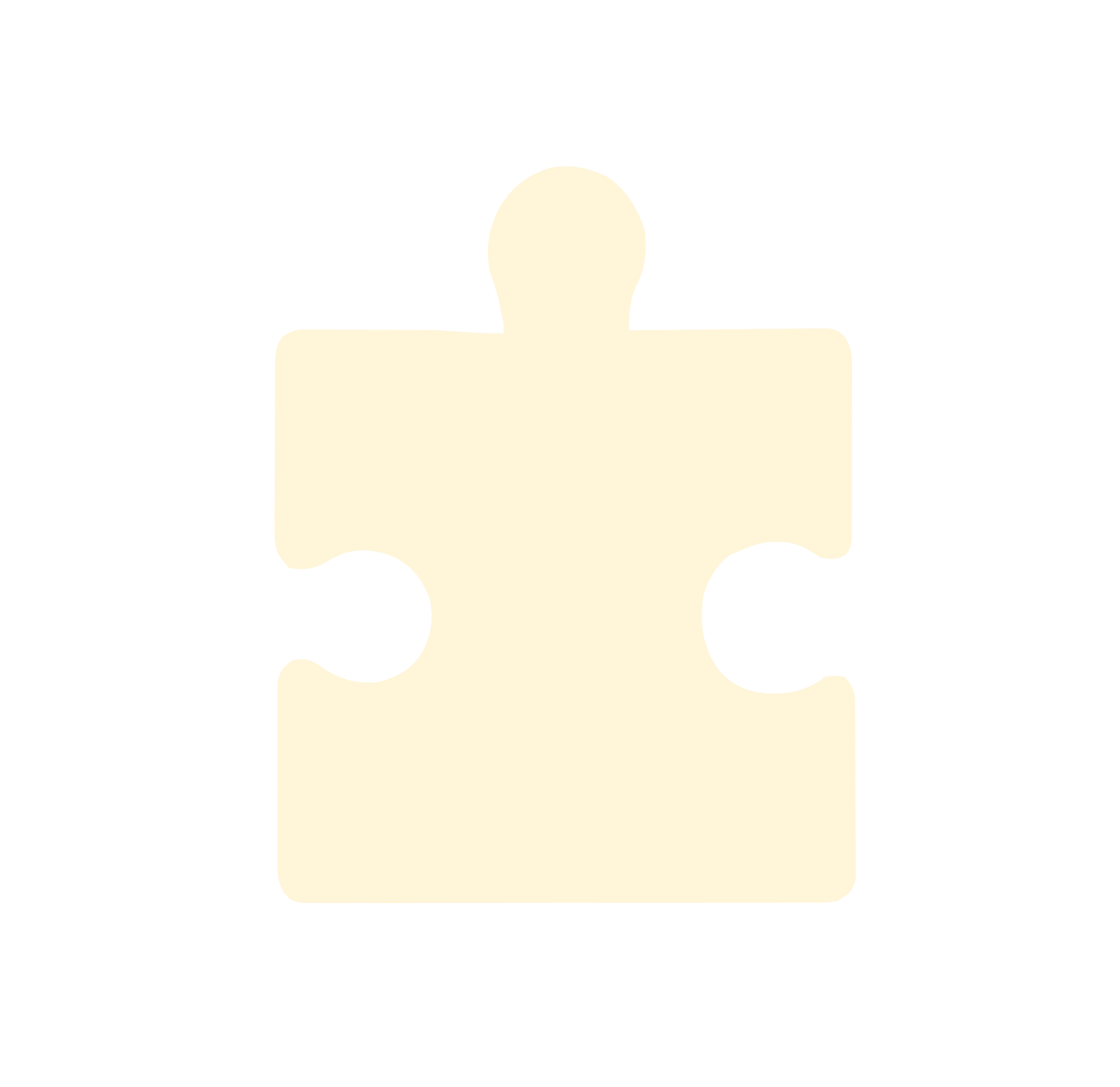 Simplified silhouette of a single puzzle piece in cream color on a black background.