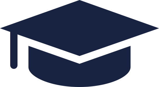 Black and white graduation cap icon