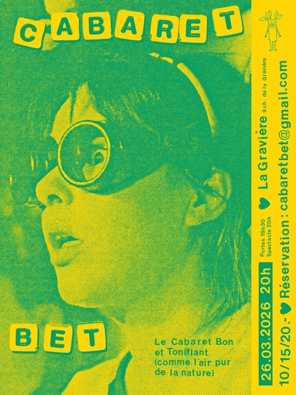 26 MARS &mdash; 20H &mdash; La Gravi&egrave;re @lagraviereliveclub 

La prochaine date du Cabaret B.E.T.
Notez-la. Gravez-la dans votre agenda.
Tatouez-la sur votre fesse gauche.
C&rsquo;est un date.

Portes : 19h30 / Show : 20h

📩 R&eacute;servatio