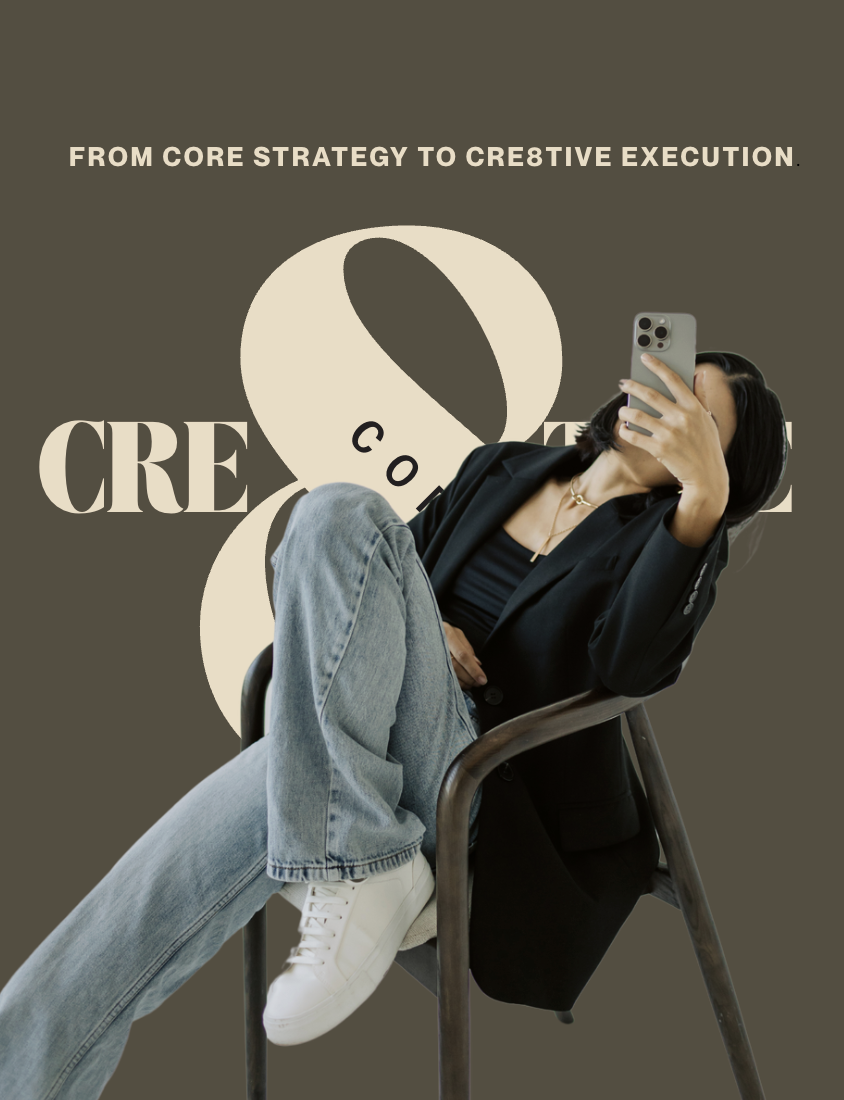 “Core Cre8tive influencer marketing agency branding featuring creator-led content and the message ‘From core strategy to creative execution.’