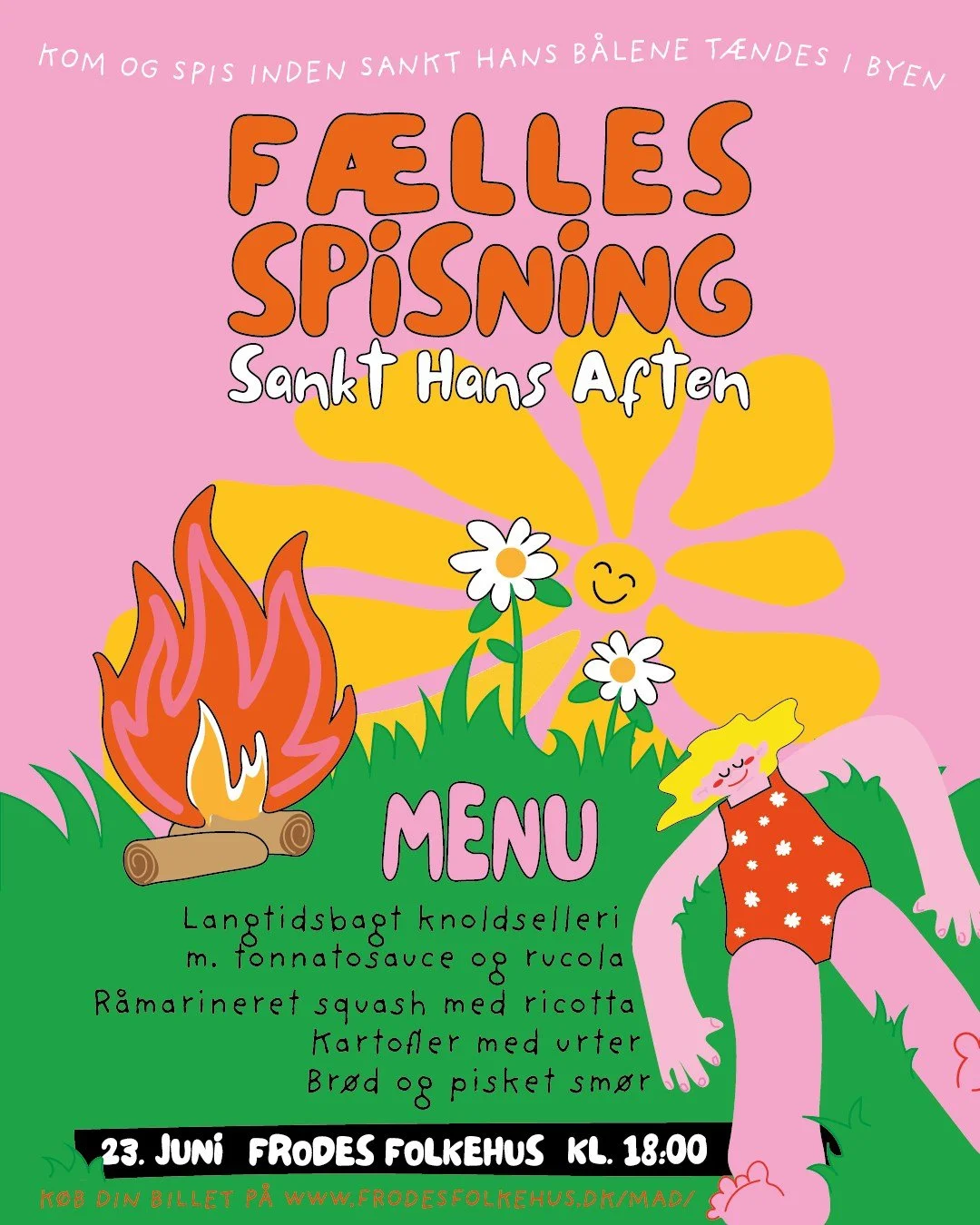 🔥 T&aelig;nd op under f&aelig;llesskabet &ndash; kom til f&aelig;llesspisning p&aring; Sankt Hans Aften! 🔥

Vi d&aelig;kker op til l&aelig;kker middag og hygger sammen p&aring; mandag, inden b&aring;lene bliver t&aelig;ndt rundt omkring i byen. 

V