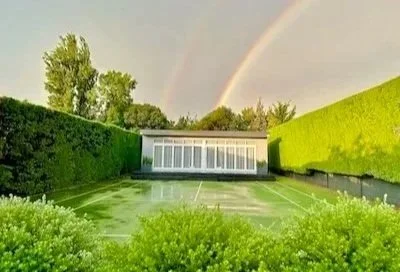 Driftwood studio Mt Eliza with a rainbow over the top of it. 