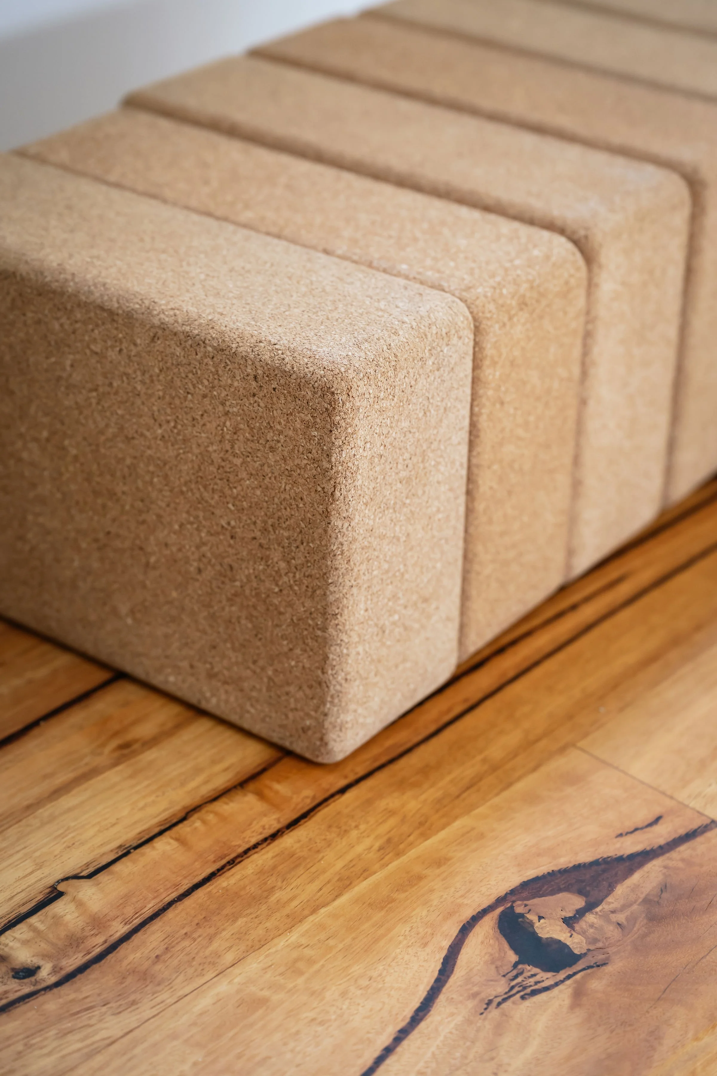 A stack of cork blocks in Driftwood Studio Mt Eliza. 