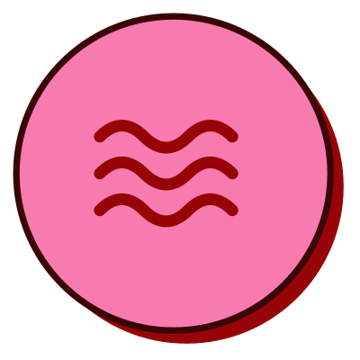 Pink circle icon of ocean waves