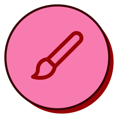 Pink circle icon of a paintbrush