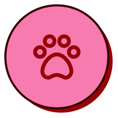 Pink circle icon of a paw print