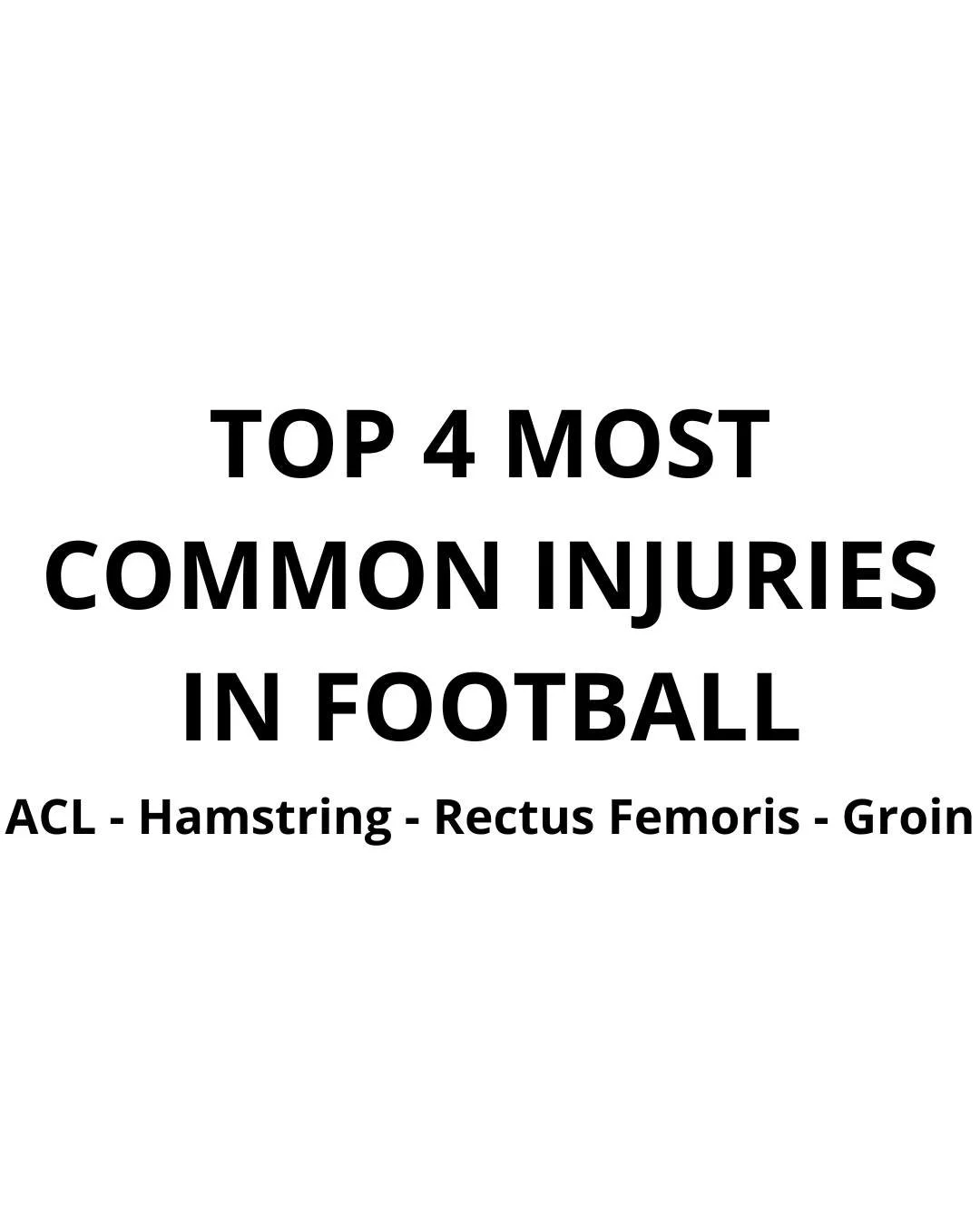 4 of the most common injuries in football - simplified

Injury prevention starts with understanding:

&bull; What structures are most frequently injured
&bull; The typical mechanisms behind them
&bull; The key modifiable factors influencing risk

In 