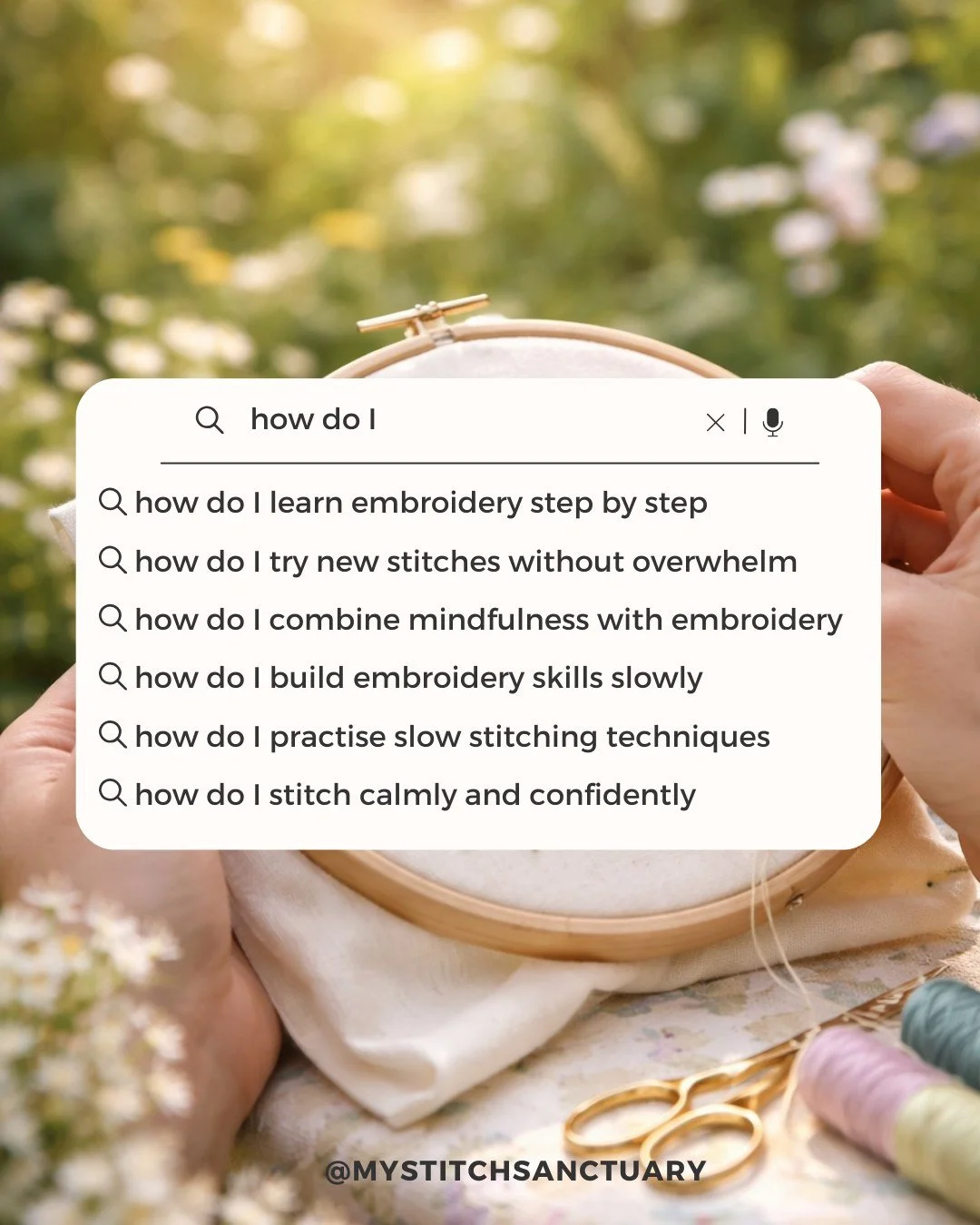 Slow stitches. Soft light. A quiet moment of making. 🌿🪡
At the Stitch Sanctuary, embroidery is about more than finished pieces &mdash; it&rsquo;s about learning gently, building skills slowly, and sharing the journey together. Each stitch becomes a