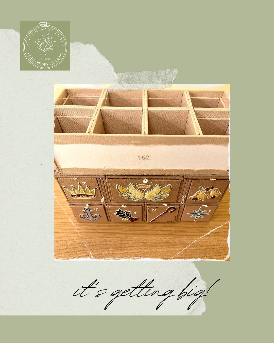 ✨ An epic project, built one stitch at a time ✨
This is Sugar &amp; Spice as it stands now &mdash; more than a year into the journey &mdash; beautifully stitched by Claire. Each tiny drawer, each motif, each carefully worked detail has taken time, fo