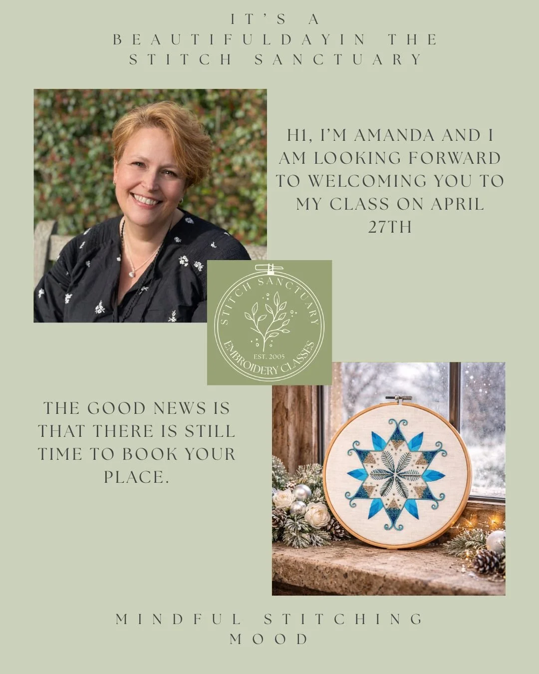 We are thrilled to have Amanda bring her creativity and embroidery skills in her first class for the Stitch Sanctuary. Mindful, colourful and the perfect piece to allow you to practice and perfect your stitches in a calm environment supported by thou