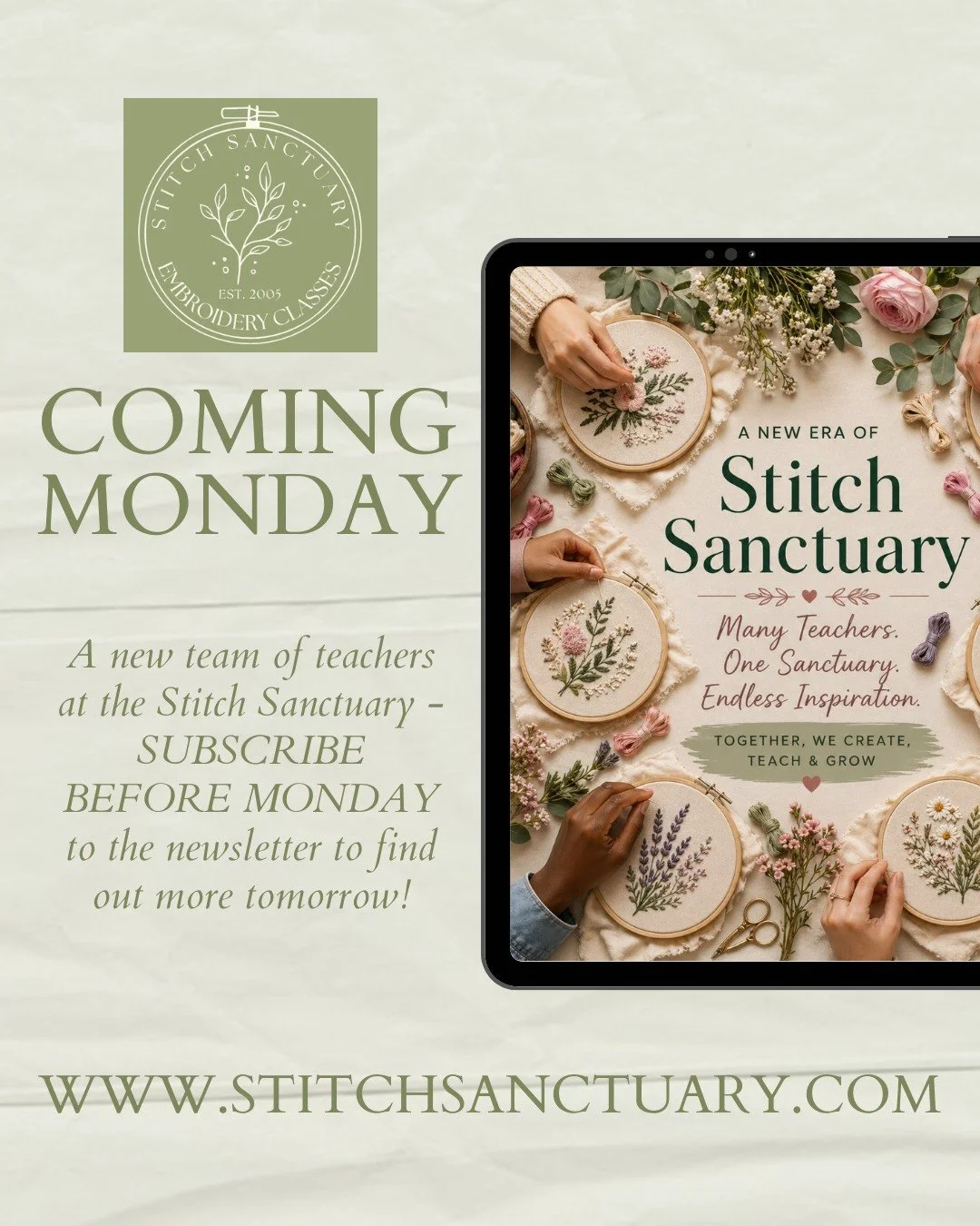 Something rather exciting is arriving in tomorrow&rsquo;s Stitch Sanctuary newsletter&hellip; ✨
A beautiful new chapter is about to begin, and newsletter subscribers will be the very first to hear all about it. If you&rsquo;d like to be first through