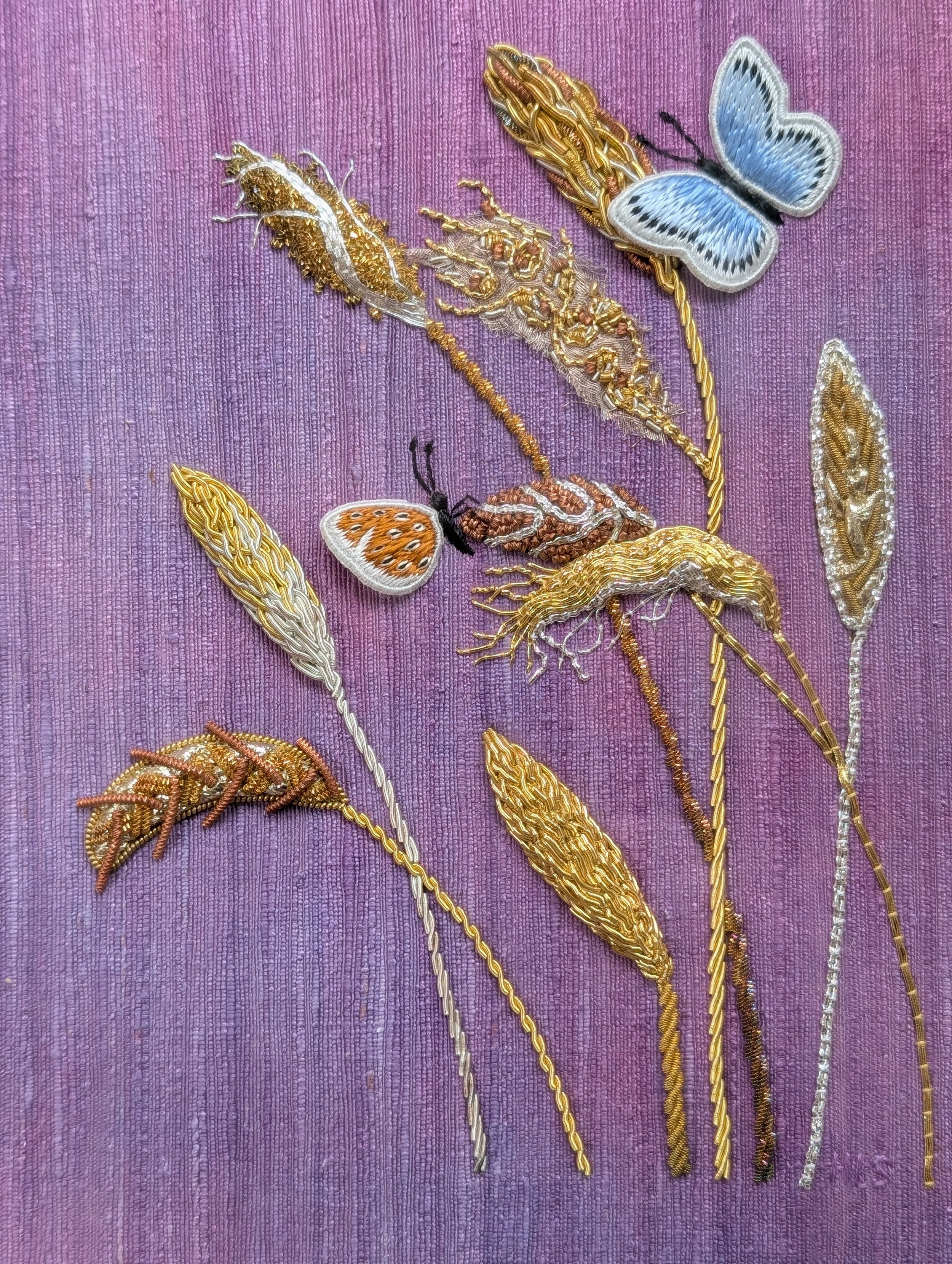 Butterflies on Goldwork Grasses