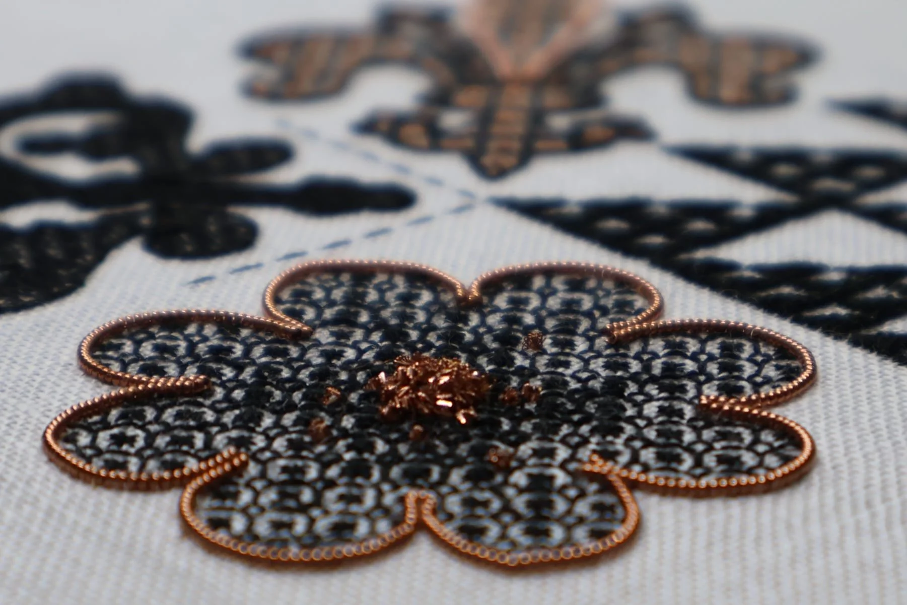'Medieval Floor Tiles' (Blackwork & Metal Threads)