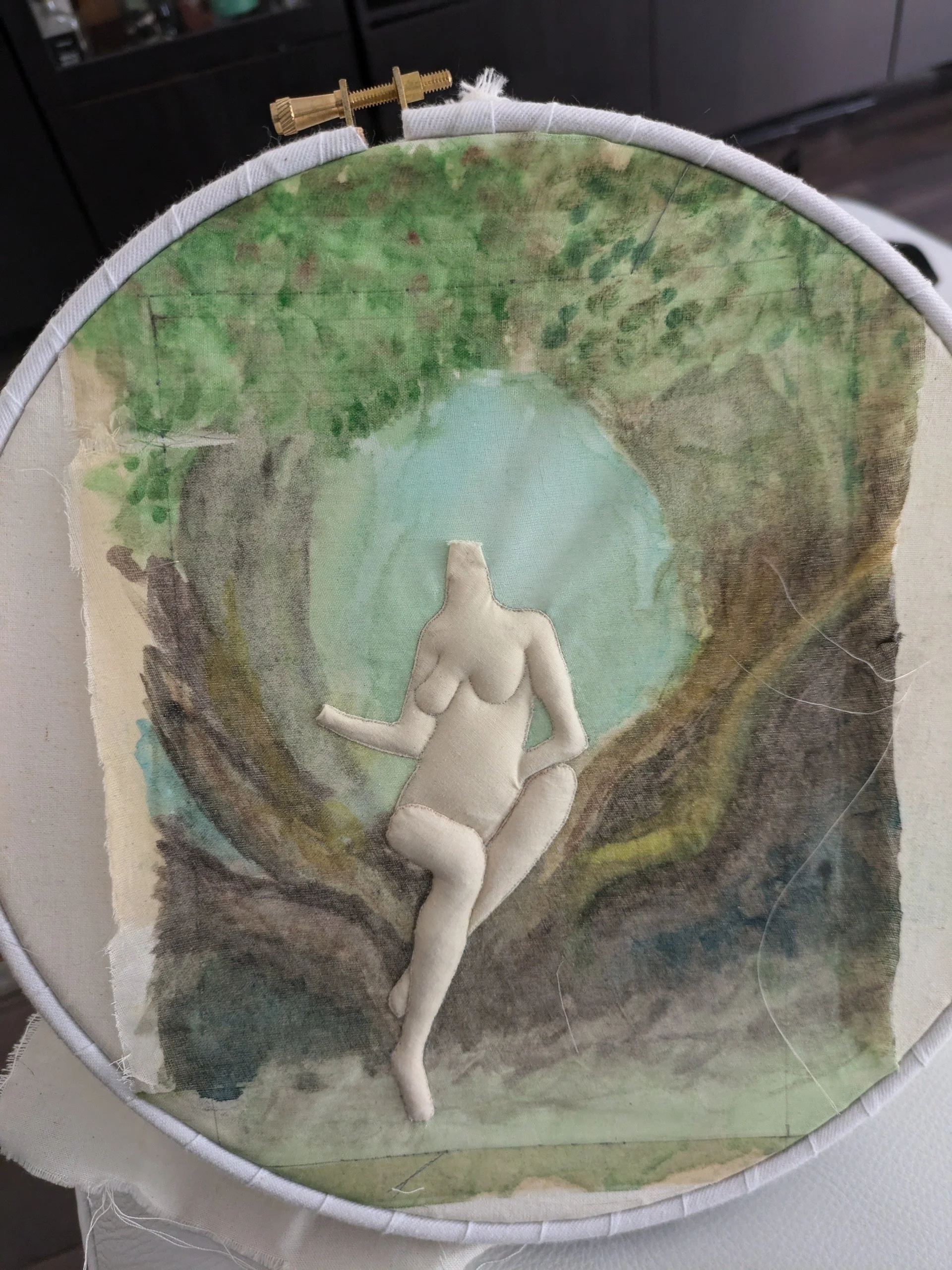 Stumpwork Figure, Stumpwork Sampler WIP