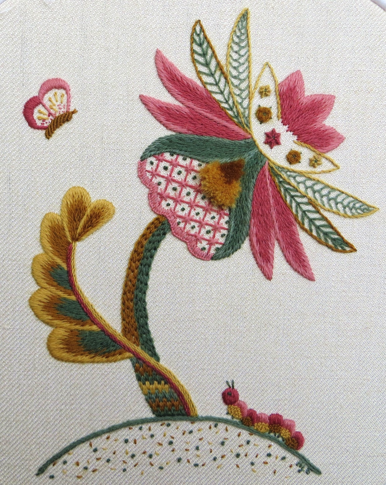 Jacobean Flower and Caterpillar
