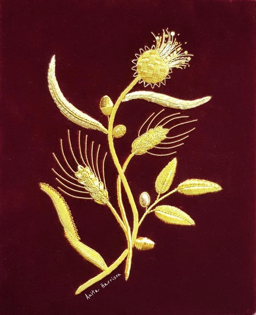 'Coronation Gold with Thistle Motif' (Goldwork)
