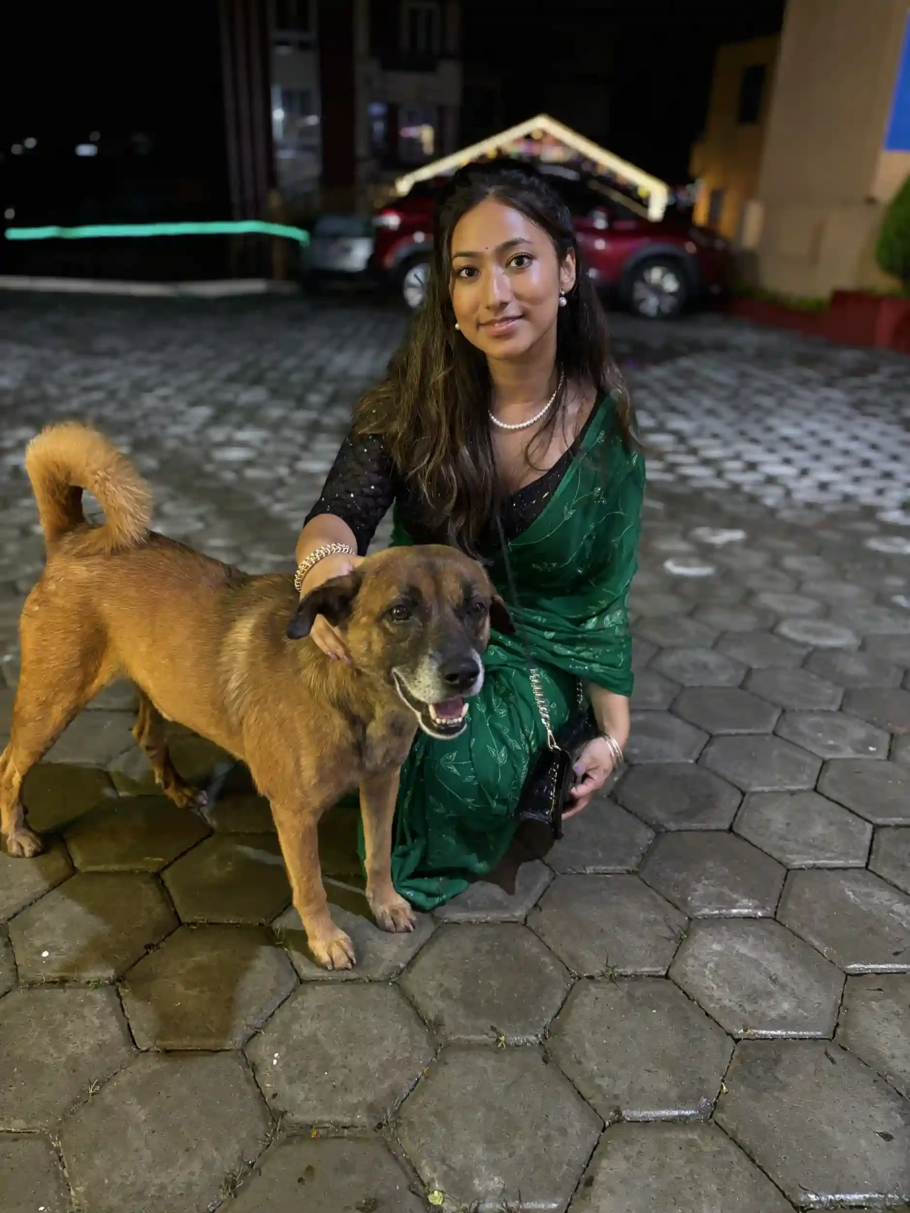 Our founder Bipsha and a street dog called Sheru