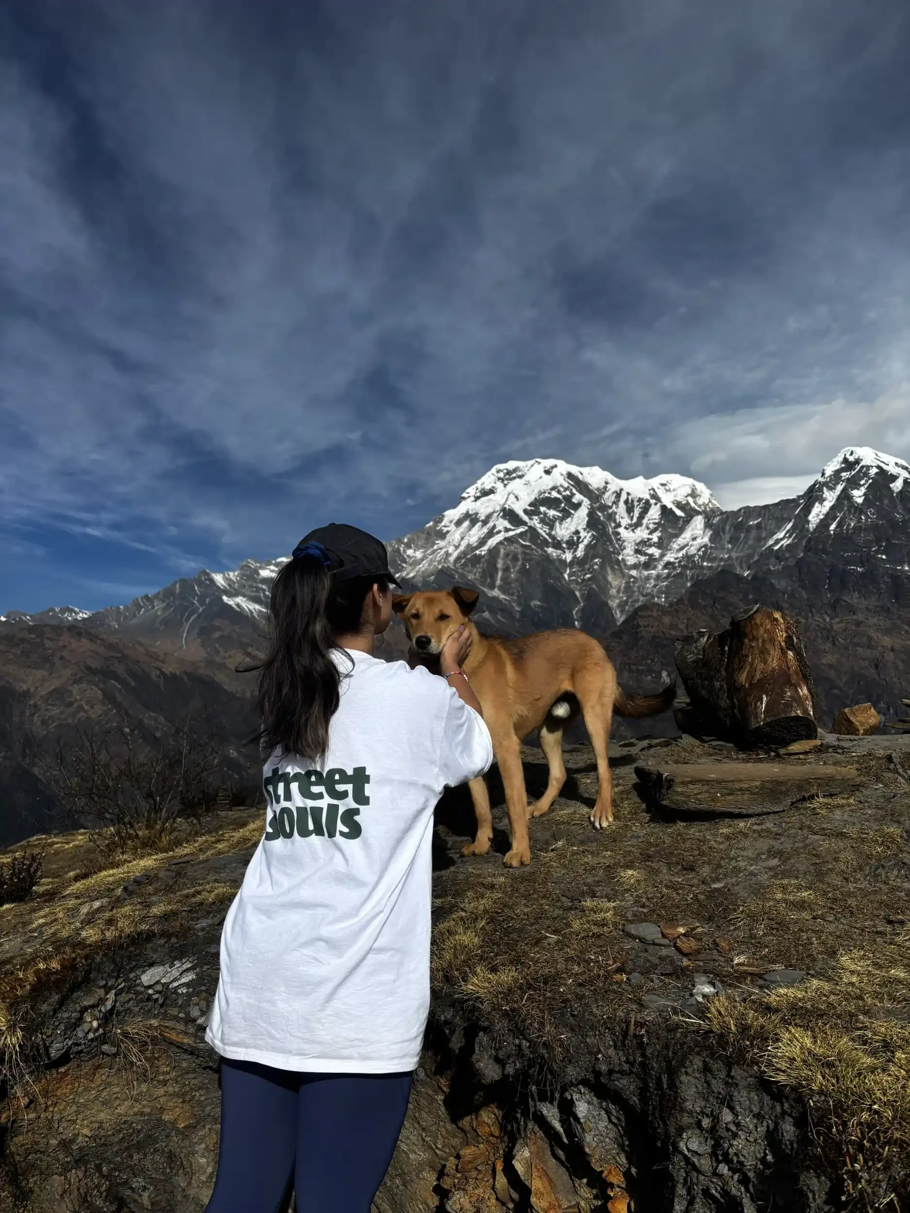 Bipsha and a street dog in the mountains