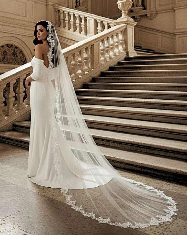 wedding veil - romantic floral lace mantilla - Emilia at Kezani - off white - cathedral length - 300cm - JANUARY DELIVERY.jpeg