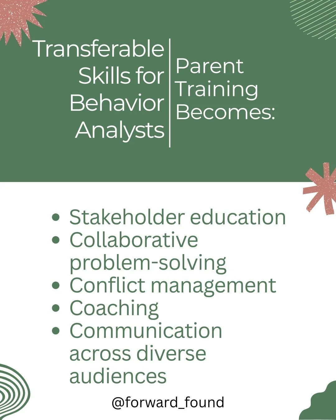 In this week's blog, Maddie talks about transferable skills that behavior analysts already have. As an example, parent training can be reframed as stakeholder education, collaborative problem-solving, conflict management, and more. These are valuable