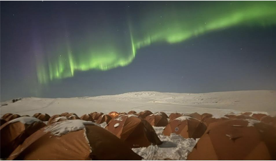 Northern lights in Greenland at the Arctic Circle Race
