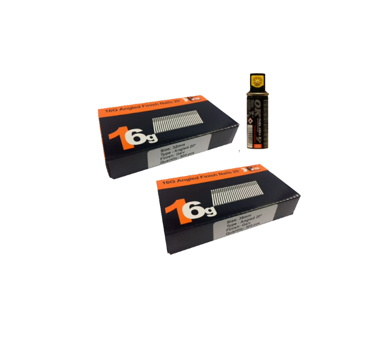 Brad Nails 16g Angled 20° x 1000 Mixed Pack (Select Size) & Fuel Cell