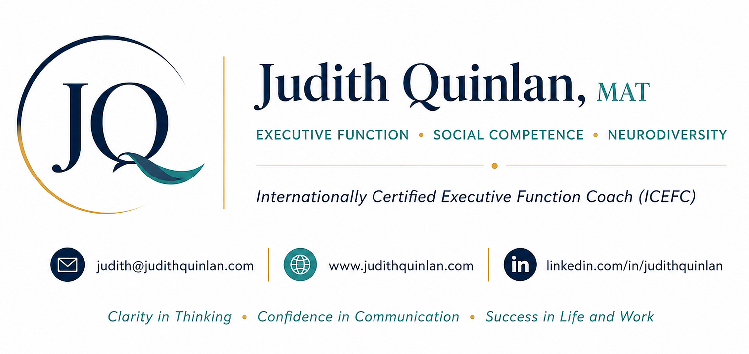 Judith Quinlan, MAT, Internationally Certified Executive Function Coach (ICEFC) &amp; PEERS®-Informed Social Skills Coach for ADHD, Autism, and Neurodivergent Individuals