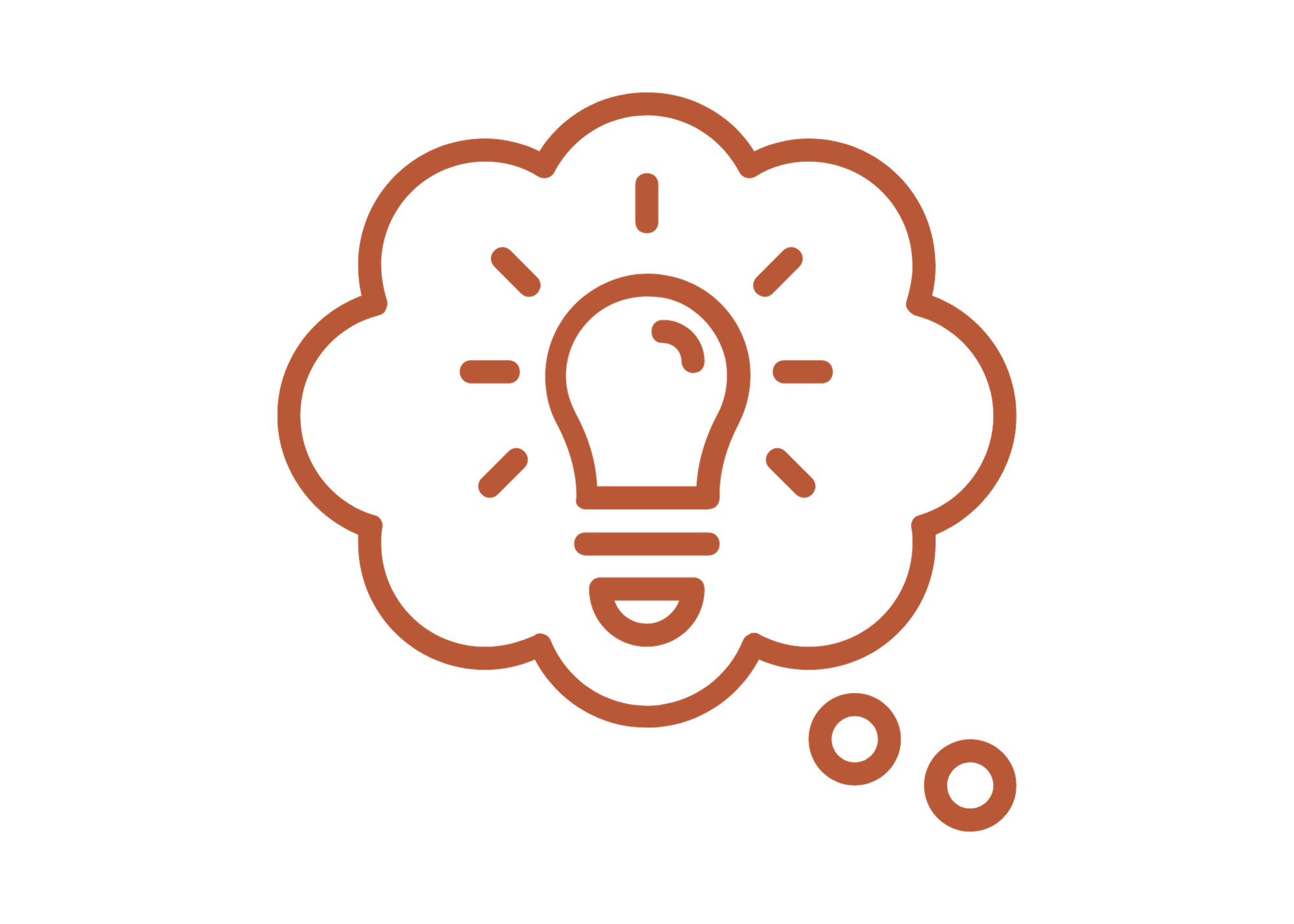 Outline of a head with a light bulb inside, symbolizing ideas or innovation.