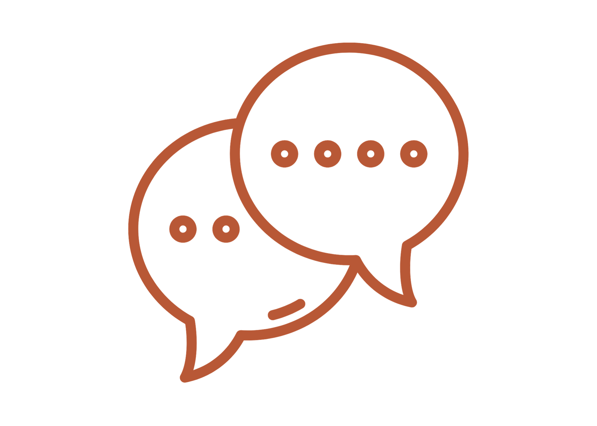 Illustration of chat bubbles with dots, representing conversation or communication.