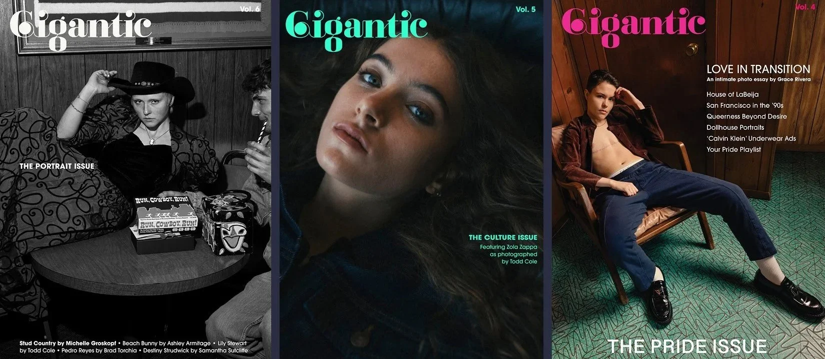 Three covers of Gigantic magazine.