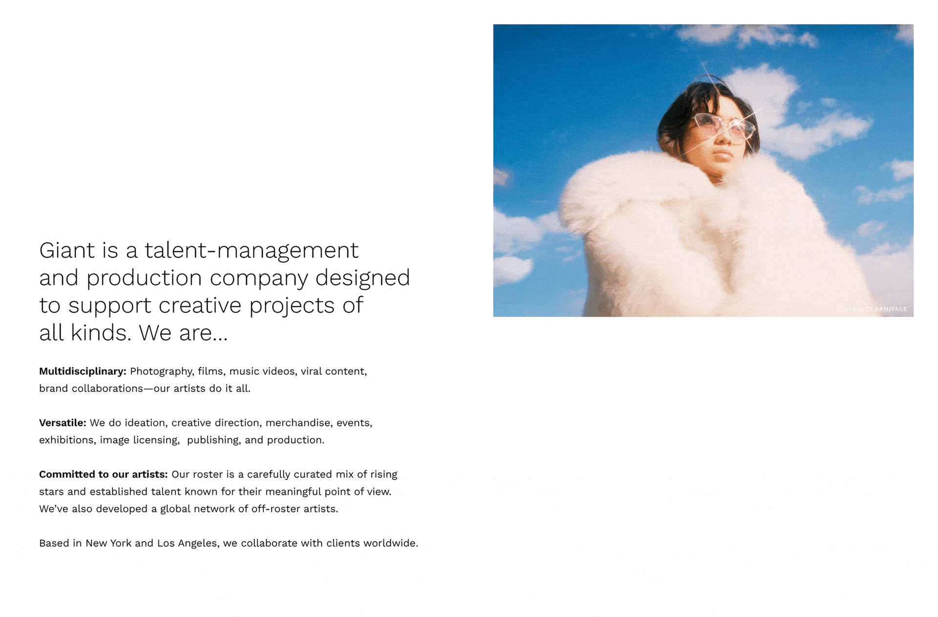 Highlights from a newsprint promo showcasing Giant Artists' roster. Photo editing by Kristina Feliciano.