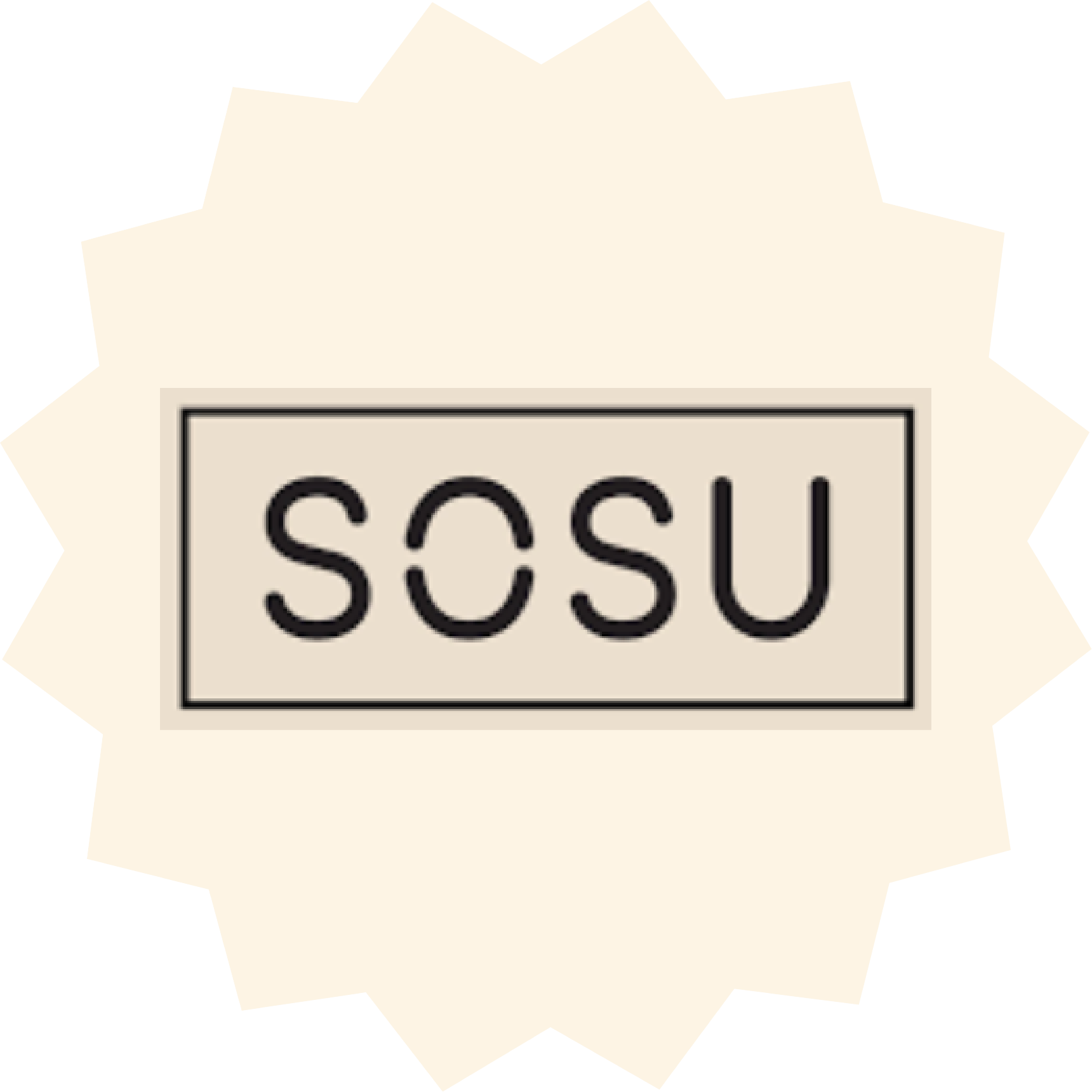 SOSU makeup and beauty brand logo, minimalist black lettering on cream background.