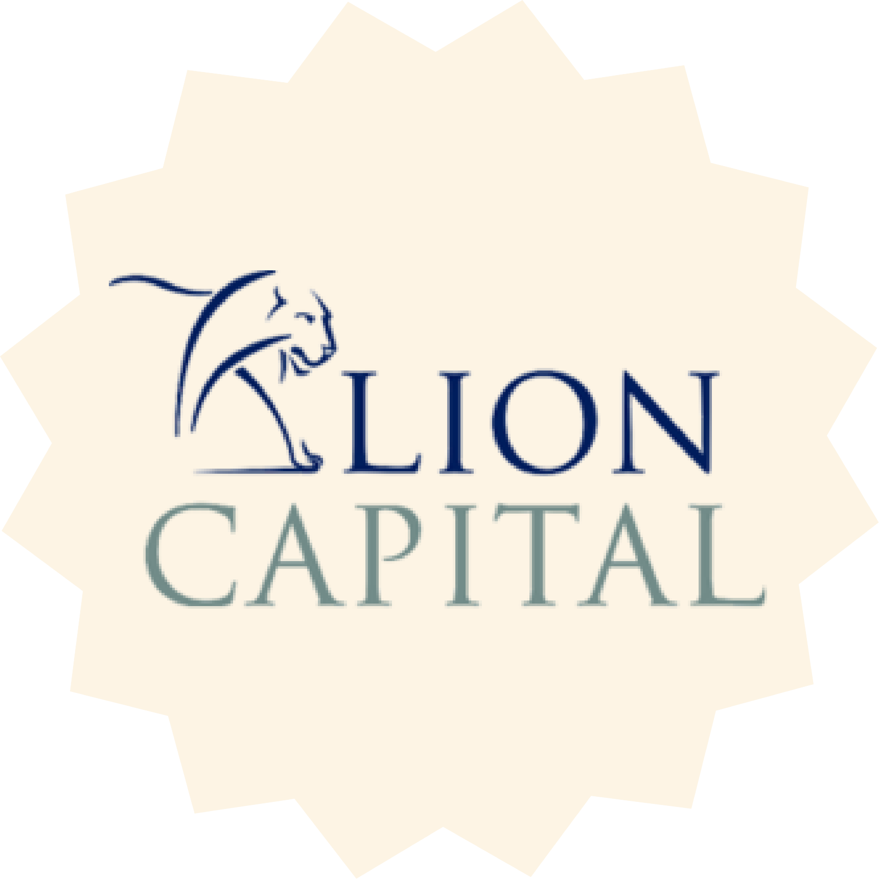 Logo of Lion Capital with a stylized lion illustration and the words "LION CAPITAL" in blue and green text on a beige background.