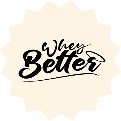 Whey Better protein brand logo with black cursive typography, sports nutrition client - d2c ecommerce work