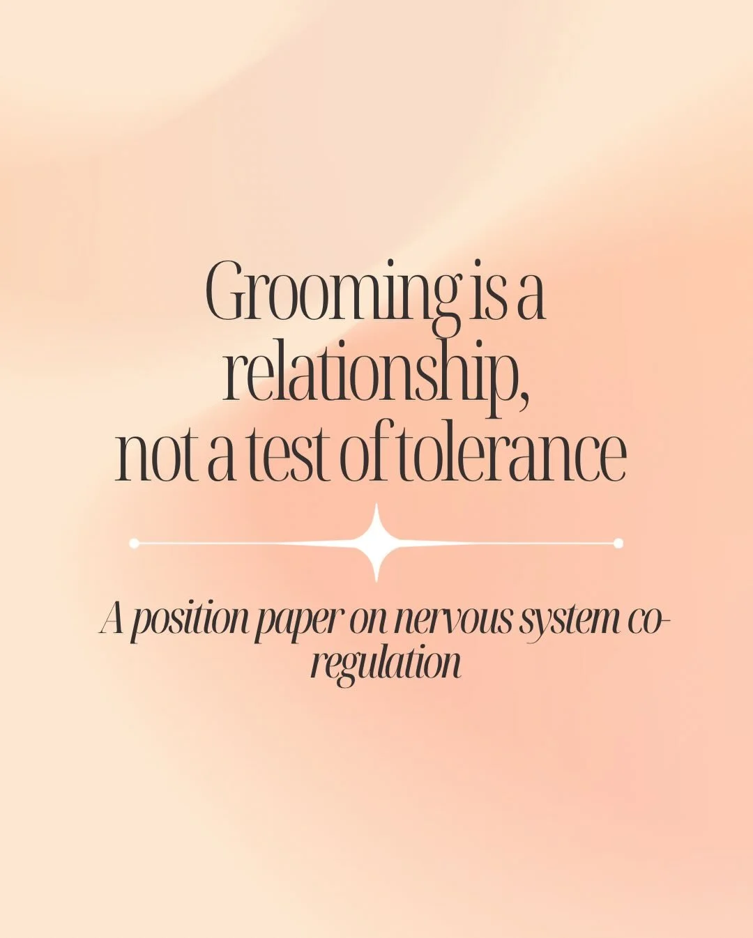 Grooming is often framed as endurance, for dogs and for groomers.

This work invites a different perspective: one rooted in nervous system regulation, predictability, and relationship.

When we regulate ourselves first, we create environments where d