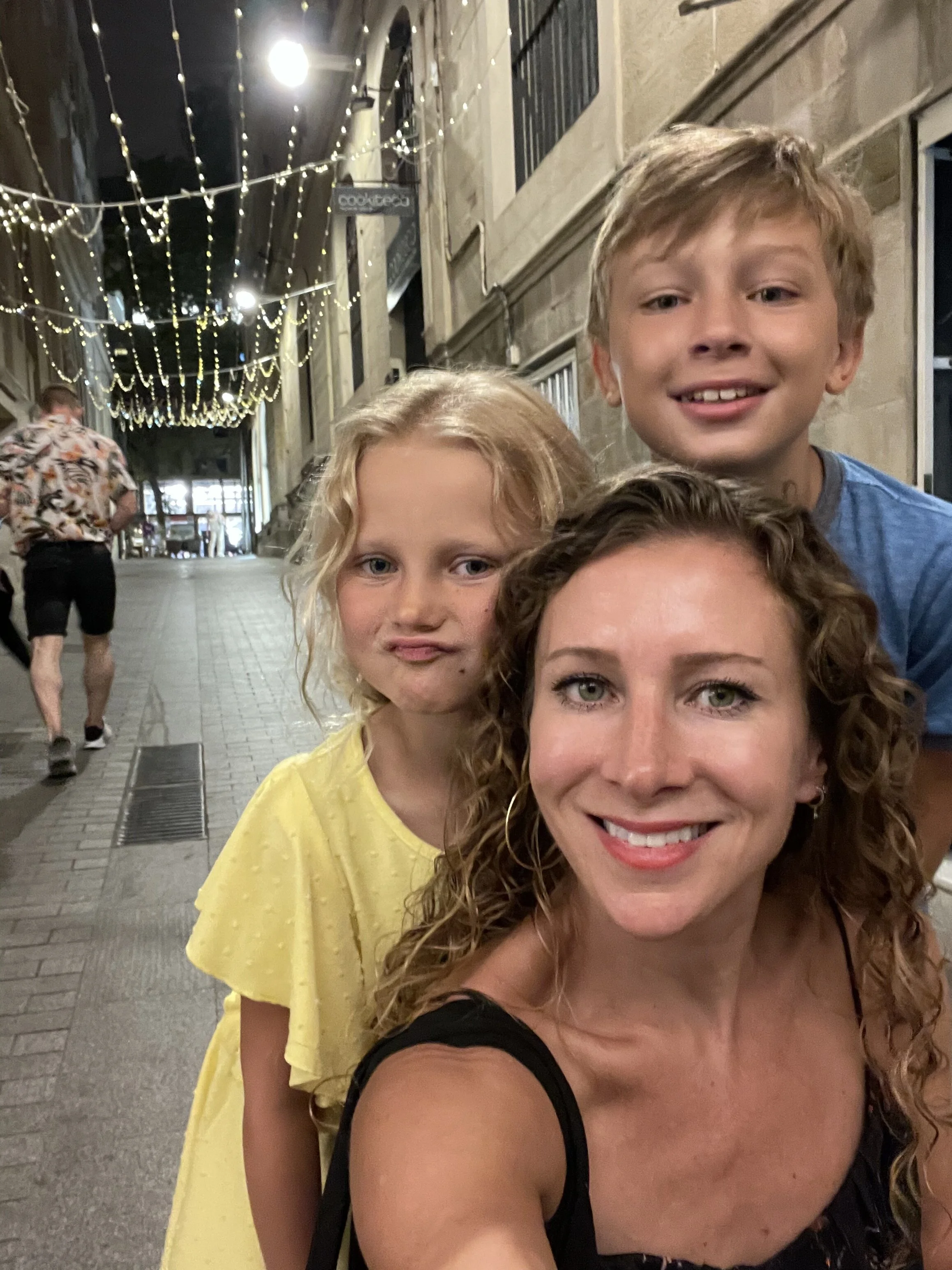 Three’s company. Cordelia (6) and William (11) are my travel companions on an adventure that began in  Barcelona, the nearest direct flight into the Pyrénées-Orientales region of France that would become our home for the first two weeks of this stay.