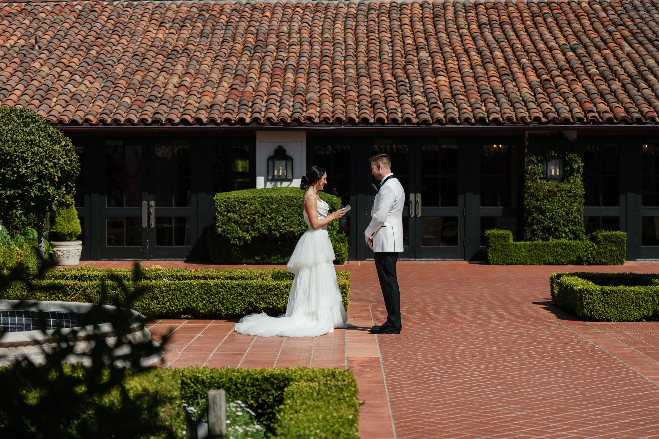 wedding photographer Pebble Beach- first look for a couple at Monterey Peninsula Country Club