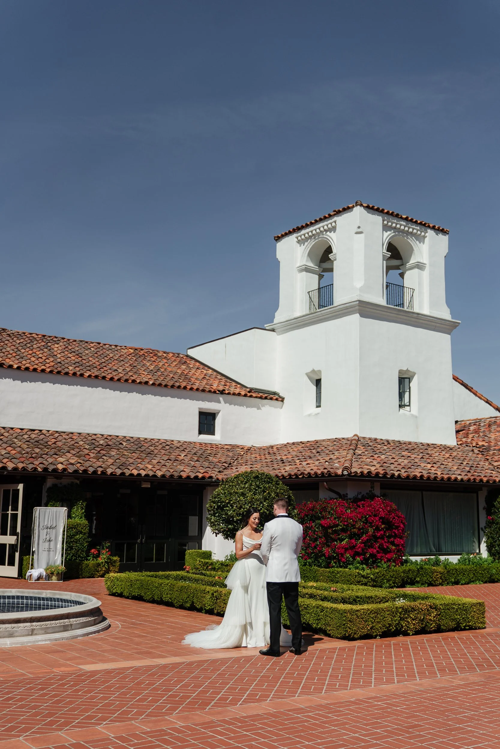 wedding photographer Pebble Beach- first look for a couple at Monterey Peninsula Country Club- exchanging vows before the wedding