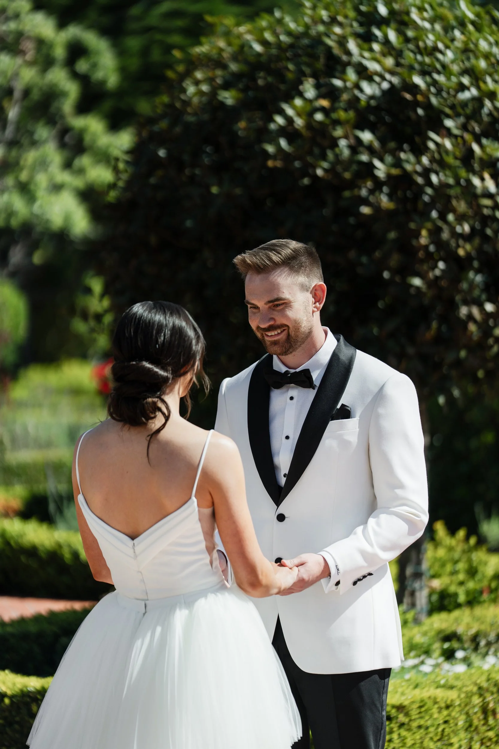 wedding photographer Pebble Beach- first look for a couple at Monterey Peninsula Country Club