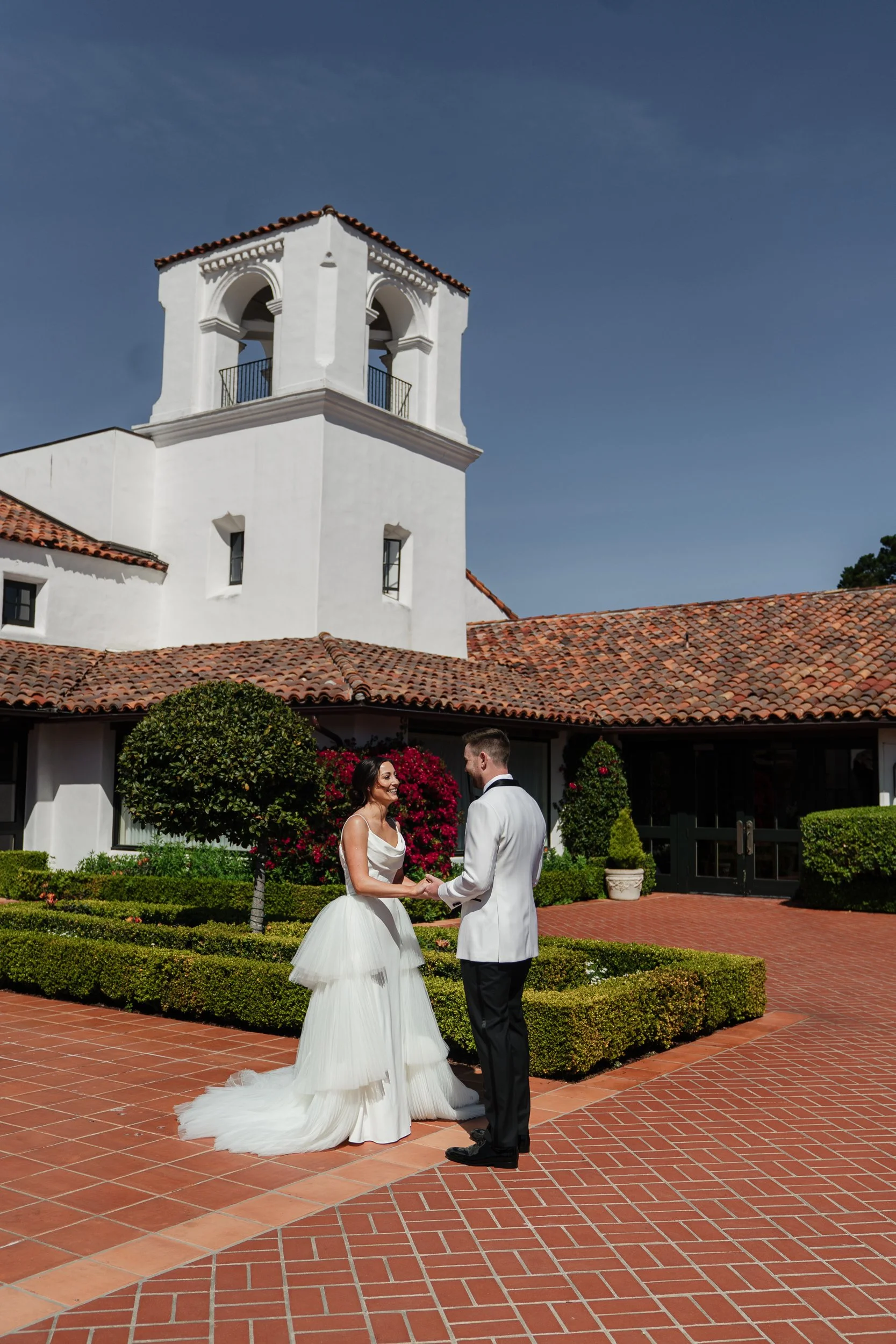wedding photographer Pebble Beach- first look for a couple at Monterey Peninsula Country Club