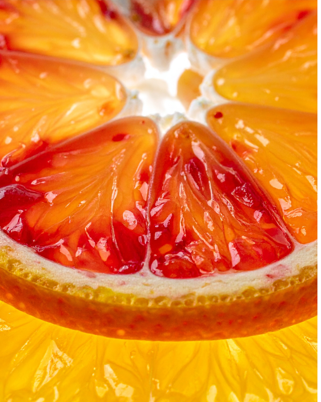 A close up of a slice of orange