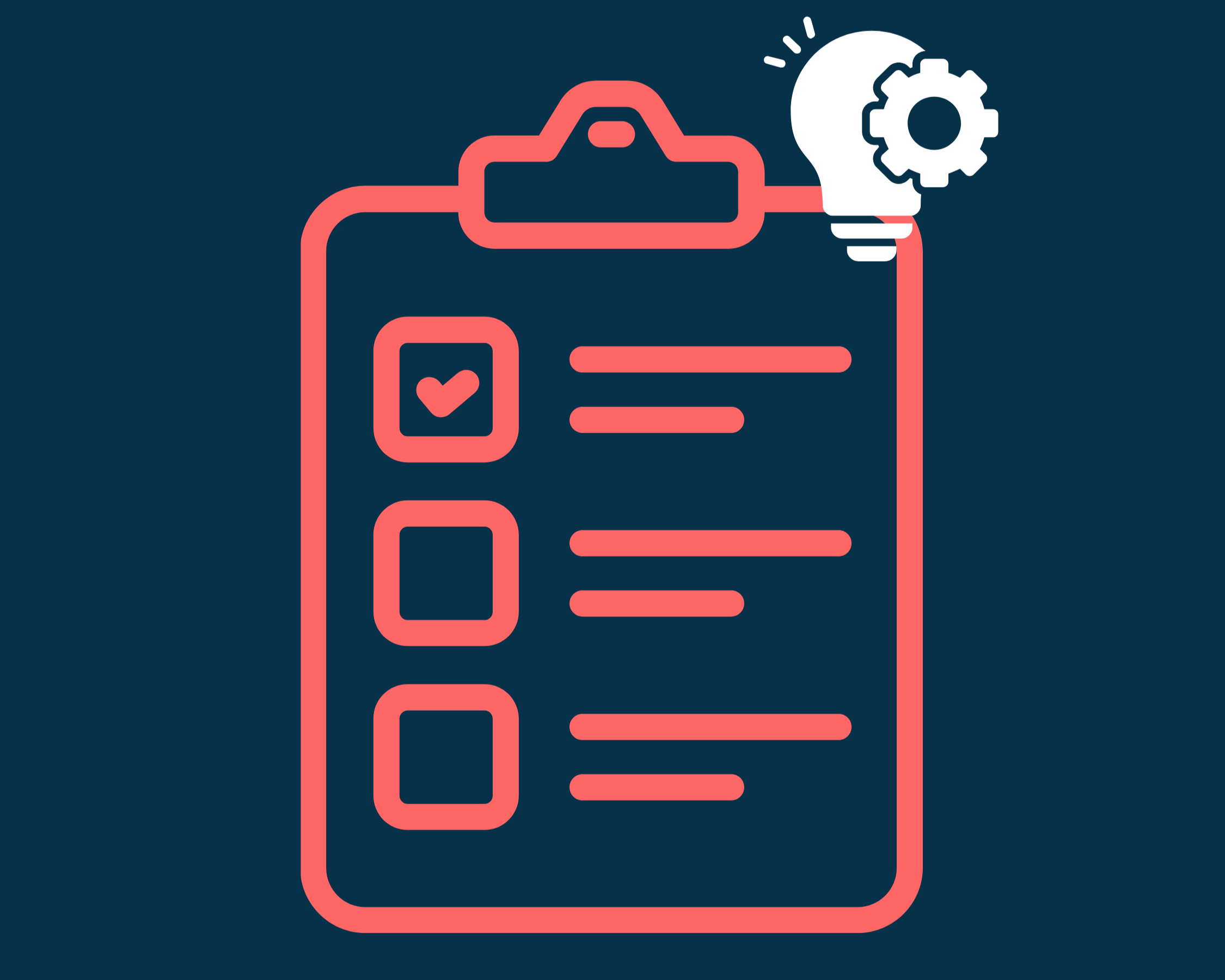 A graphic of a clipboard and lightbulb