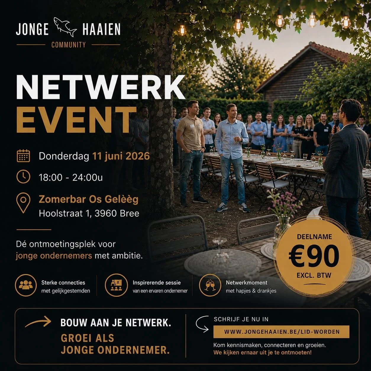 🚀 Bouw aan je netwerk. Groei als jonge ondernemer.

Je bedrijf groeit niet alleen door harder te werken.
De juiste connecties, gesprekken en inzichten kunnen het verschil maken tussen blijven stilstaan en versneld groeien.

Daarom brengen we op 11 j