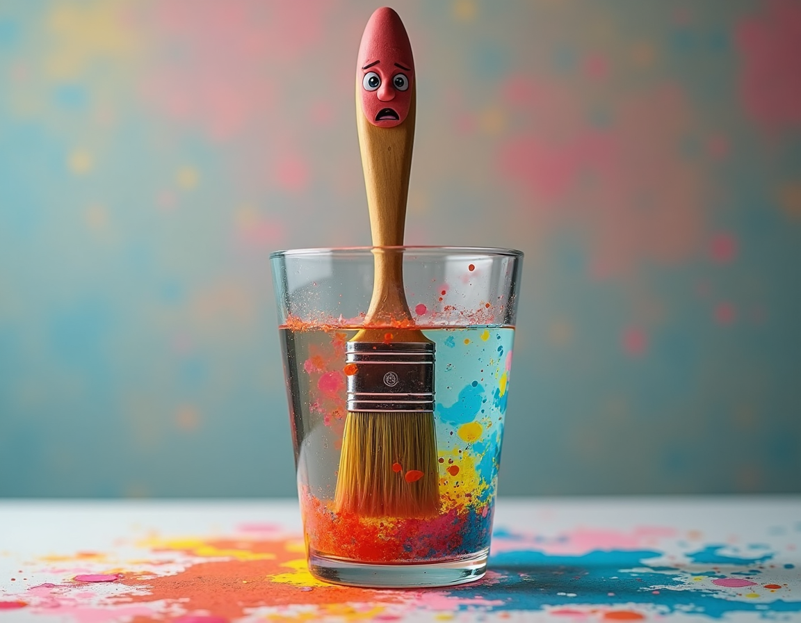 10 coisas que um pincel pensa quando está esquecido num copo de água