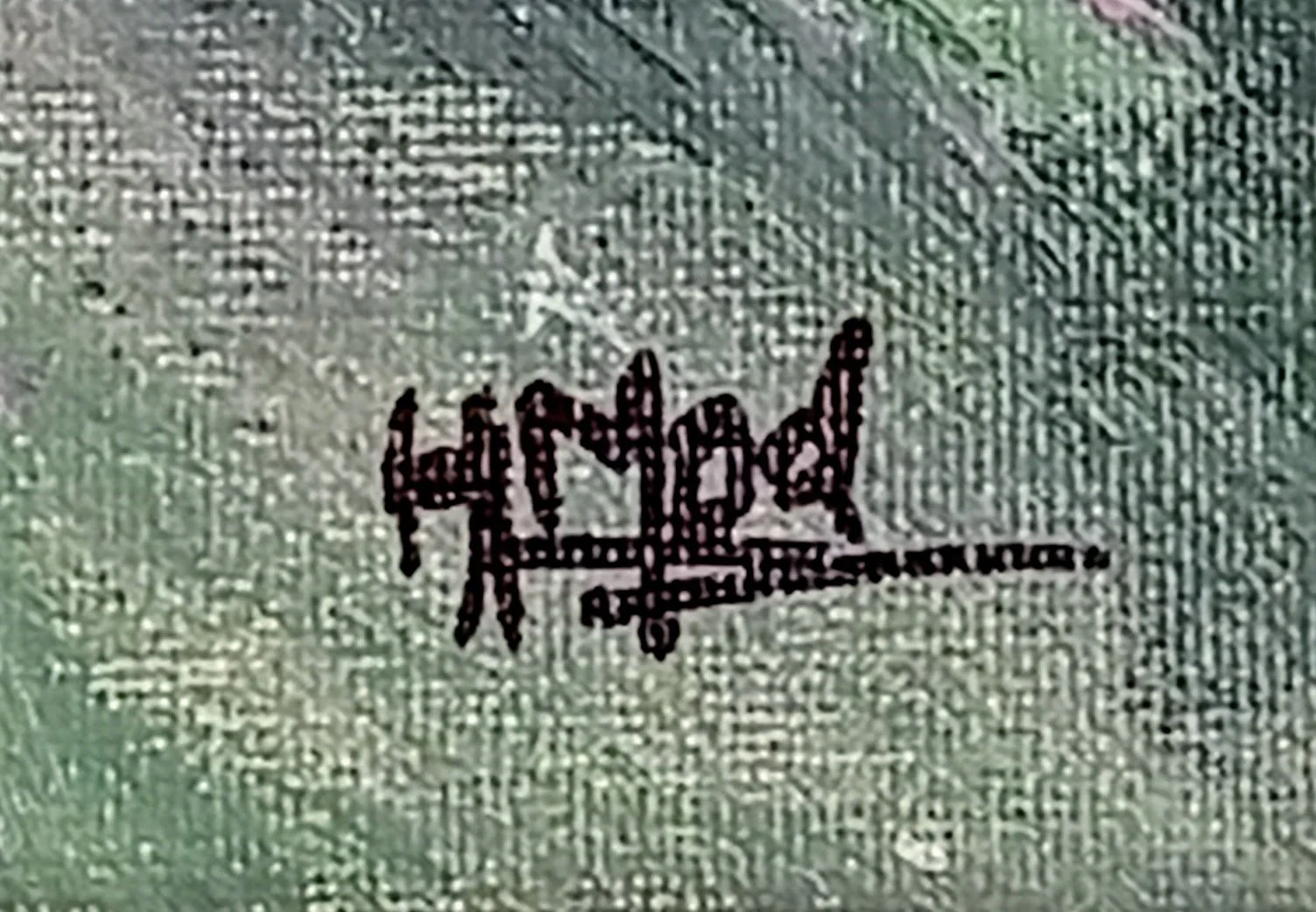 Assinatura “HMad” no canto inferior direito da pintura “Light Feelings”, junho de 2020.